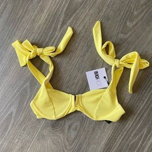 Beach Riot Yellow Ribbed bikini Top